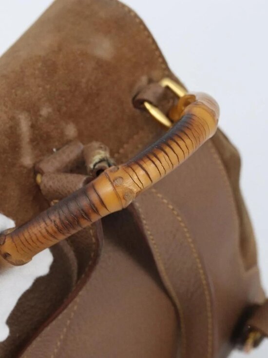 GUCCI Bamboo Backpack Suede Brown Gold 003 1705 0030 Auth AMZ377 main image 10